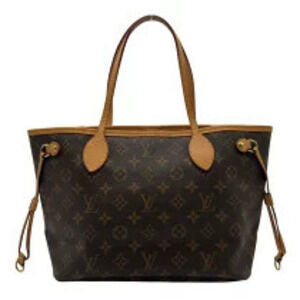 Louis Vuitton Neverfull Monogram Leather Tote Bag Brown